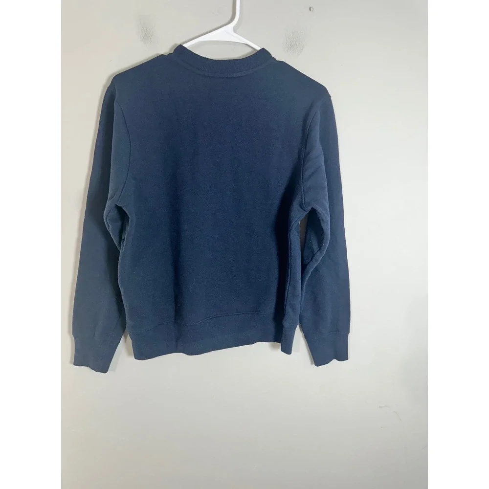 Banana Republic Mens Navy Blue Tonal Embroidered Logo Crewneck Sweatshirt Small